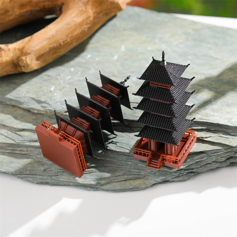 Aquarium Moss - Mini Pagoda Statue Ancient Building Model