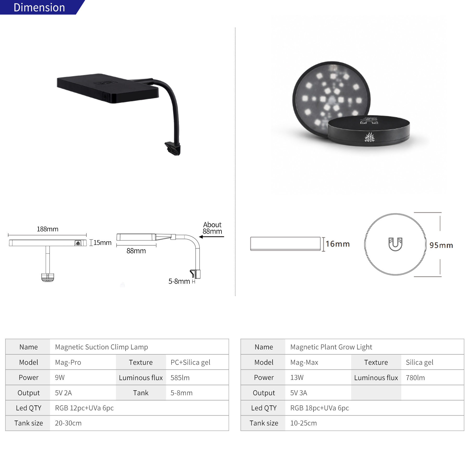 WEEK AQUA Mag-Pro Mag-Max Nano - Aquarium Plant Light recension och pris